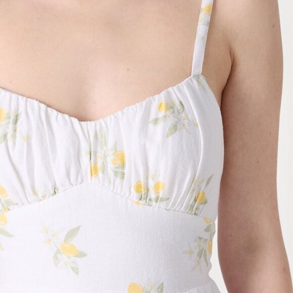 Hollister Co. EMEA BARE Maxi dress lemons size Medium White/Yellow Nwt in pkg - Picture 6 of 8